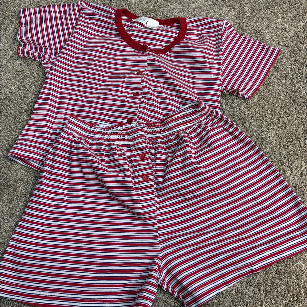 Basic Editions Red and White Stripe Pajama Set